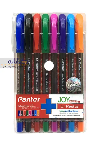 خودکار بسته ای 8 رنگ نانو آنتی باکتریال پنتر مدل Dr.Panter کد 105