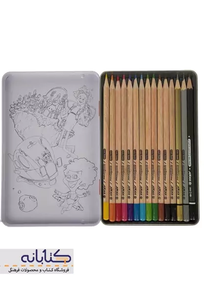 مداد رنگی 12+3 رنگ آریا (جعبه فلزی) - 1