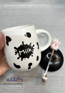 ماگ درب دار طرح گاو - 2