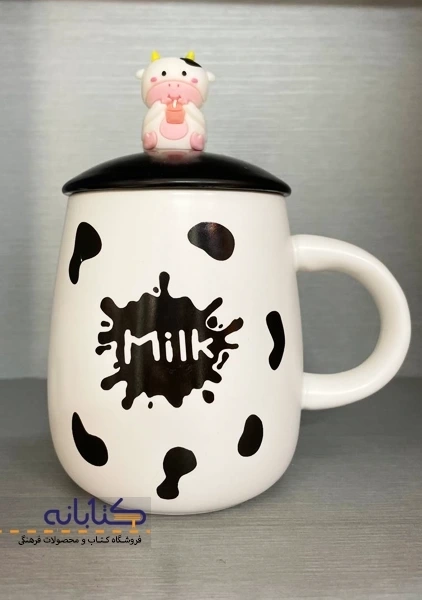 ماگ درب دار طرح گاو