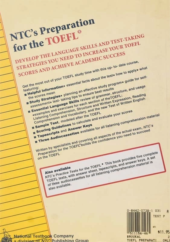 کتاب NTC's Preparation Test For The TOEFL - 1